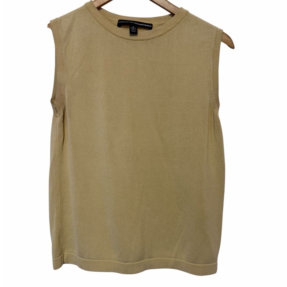 Ellen Tracy Sleeveless Knit Tank in Beige - Preppy - Casual - Size Medium - Picture 2 of 4